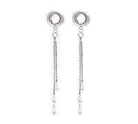 Hoisy Set de 2 Dilataciones Orejas Set, Dilatador Oreja 10mm, Cadena con Circonita, Acero Inoxidable, Tunel Dilatador Oreja Plata