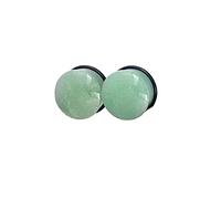 Hoisy Set de 2 Juego de Expansores, 14mm Kit Expansores, Redondo con Piedra, Piedra, Dilatadores Hombre Oreja Verde