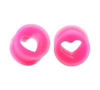 Hoisy Set de 2 Kit Dilatador, 16mm Tunel Dilatador, Corazón Rosa, Silicona, Dilataciones Orejas Plug Rosa