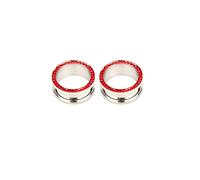 Hoisy Set de 2 Kit Dilatador Oreja, 25mm Tuneles Expansores, con Circonita Rojo, Acero Inoxidable, Piercing Oreja de Hombre Rojo