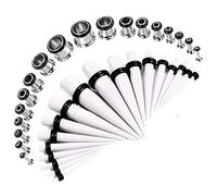 Hoisy Set de 36 Juego Dilatadores, Tuneles Dilataciones 1.6mm-10mm, Set Dilatadores Oreja Conos, Acero Inoxidable, Tunel Dilataciones Blanco