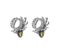 Hoisy Tunel Dilatador Oreja 2 PCS, Ear Gauge Kit 14mm, Asta de Ciervo con Gota de Agua, Acero Inoxidable, Dilatadores para Oreja Hombre Plata Multicolor