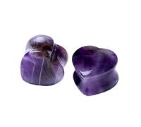 Hoisy Tunel Dilatador Oreja 2 Piezas, Tunel Dilatador 8mm, Piedra del Corazón Púrpura, Piedra, Piercing Hombre Oreja Púrpura