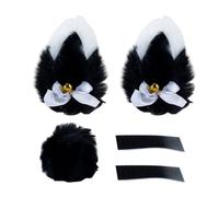 Hoite 2 piezas de adorables orejas de gato para casco, accesorios de peluche para cascos de moto, esquí y snowboard, con divertidos patrones de animales para adultos, en blanco y negro.