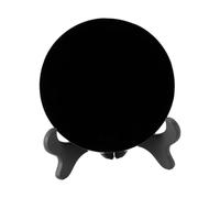 Hoite Espejo de obsidiana negra con soporte, placa redonda pulida de cristal natural de 12 cm para meditación y adivinación.