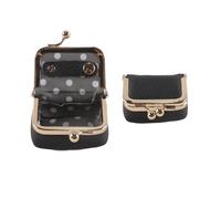 Hoite Mini Joyero De Cuero Genuino, Mini Estuche De Viaje Para Joyas, Monedero Con Cierre De Beso Para Anillos, Collares, Pendientes Y Pulseras(negro)