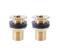 Hoite Pasamuros de latón para tanques de 1/2 pulgada x rosca hembra de 3/8 pulgada, conexión roscada para grifos, depósitos de agua y tanques de agua con 2 sellos.