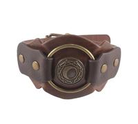 Hoite Pulsera de cuero sintético con runas vikingas, estilo nórdico, retro, medieval, con relieve, alquimia, fantasía, mago, cierre de hebilla.