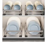 Hoiweqr Escurreplatos Acero Inoxidable con Drenaje - Cajones Deslizantes para Cocina Armario - Cajones Extraibles para Cocina - Bandeja Extraible Armario Cocina - Escorredor De Louça(Bowl+Plate)