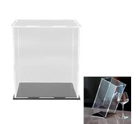 Hoiweqr Vitrina Metacrilato Caja De Exhibición De Acrílico Transparente con Base Negra, Vitrina Transparente Genérica, Reforzada Autoensamblable para Aficiones Y Recuerdos(H10cm,LxW 25x10cm)