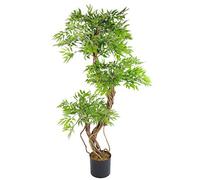 Hoja 140 cm Realista Artificial japonés Fruticosa Ficus árbol, Verde y Negro