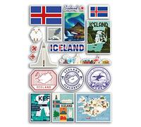 Hoja A4 Pegatinas de vinilo de Islandia - Monumentos de Islandia Bandera de la playa de la ciudad Mapa de vacaciones Maleta Equipaje Scrapbook Cultura Viajes #78885