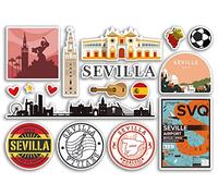 Hoja A5 Pegatinas de vinilo de Sevilla Landmarks - España España Sellos Aeropuerto Español Horizonte Bandera Mapa Viajes Vacaciones Scrapbooking Ciudad Equipaje #79138
