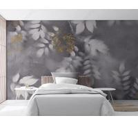 Hoja Botánica Abstracta Dorada Y Blanca 3D Papel Pintado Pared Fácil Instalación Oficina Sala Estar Sofá Dormitorio TV Fondos Decoración-430cm×300cm