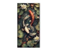 Hoja carpa koi Diamond Painting, DIY Diamond Painting Adultos, Cuadros de Cristales Bordado y Punto de Cruz para Home Decoracion Pared, 5D Mosaicos Manualidades Pintura de Diamante 50x100cm J26-11659