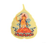 Hoja de Bodhi de cobre con Ksitigarbha y ocho guardianes espirituales para decoración del hogar y vida consciente (4 El Buda)