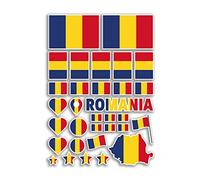 Hoja de calcomanías A4 con banderas de Rumanía, calcomanías de vinilo - país rumano, Europa, bandera nacional, vacaciones, viajes, vacaciones, coche, estética #80060