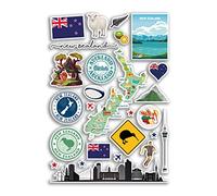 Hoja de calcomanías A4 de Nueva Zelanda, pegatinas de vinilo - Kiwi City Map Airport Stamp Country Skyline Flag Travel Holiday Culture Aesthetic #79978