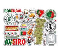 Hoja de calcomanías A5 Aveiro Landmarks vinilo pegatinas - Portugal sello portugués Horizonte Bandera Viajes vacaciones Mapa Ciudad Scrapbook Estética #80523