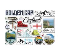 Hoja de calcomanías A5 con tapa dorada, pegatinas de vinilo, Inglaterra, Reino Unido, GB, montañas, senderismo, aventura, caminatas, senderos, viajes, campo, álbum de recortes #83386