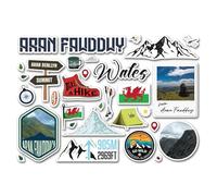 Hoja de calcomanías A5 de Aran Fawddwy - Pegatinas de vinilo - Gales montañas galesas, senderismo, caminatas, aventuras, senderos, viajes, campo, álbum de recortes #83382