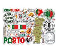 Hoja de calcomanías A5 de Porto Monumentos de vinilo - Sellos portugueses de Portugal, bandera de horizonte de viaje, mapa de vacaciones, mapa de ciudad, álbum de recortes estético #80515