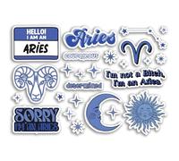 Hoja de calcomanías A5 de vinilo Aries - signo de estrella del zodiaco azul, rasgos del horóscopo, estrellas, astrología, niñas y mujeres, estética #81849