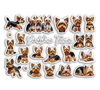 Hoja de Calcomanías Pegatinas tamaño A5 con diseño de Yorkshire Terrier, diseño de perro Yorkie, cachorro, raza, animales, álbumes de recortes, etiqueta para amigos, niñas, niños, estética #81519