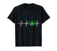 Hoja de cannabis con latido del corazón para relajarse, vibraciones frías Camiseta