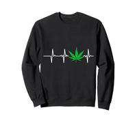 Hoja de cannabis con latido del corazón para relajarse, vibraciones frías Sudadera