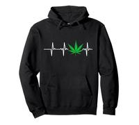 Hoja de cannabis con latido del corazón para relajarse, vibraciones frías Sudadera con Capucha