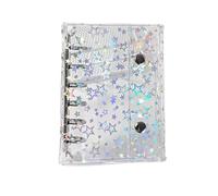 Hoja de carpeta transparente: organizador transparente de 11 pulgadas PVC para almacenamiento de papel, diseño de patrones de estrellas con pegatina de sellado, portada de álbum para jóvenes de niñas,