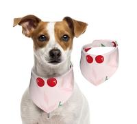 Hoja de Cereza roja Rosada,Pañuelos de algodón para Perros, Bufandas Ajustables para Mascotas,S