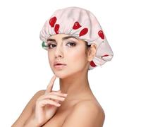 Hoja de cereza rosa roja,Gorro de dormir de satén para adultos - Gorro de dormir elástico para mujer, cubrecabello nocturno