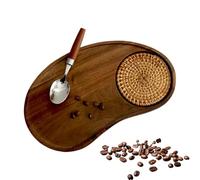 Hoja de Desayuno - Mesa de café de Madera, estantes Decorativos para Servir | Hogar, Sala, Mesa, Cafetería, Terraza | Almuerzo, Snack, Té de la Tarde, Portátil, Durable, Bandeja con Estilo