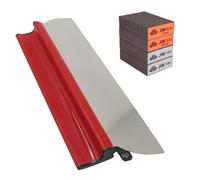 Hoja de desnatado para paneles de yeso, espátula profesional de 40 cm con 4 esponjas de lijado de grano grueso, grano 120 y 320, paleta de acabado duradera de alta calidad, herramientas de enlucido de