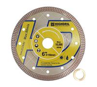 Hoja de diamante super fina, HIGHDRIL 150 mm con cenador de 7/8 "-5/8", hoja de diamante seco o húmedo con borde de malla X Angel Grinder disco de porcelana, cerámica, terracota, granito, mármol