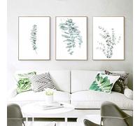 Hoja de eucalipto lámina nórdica póster planta lienzo fotografía pared arte cuadros para sala de estar moderna decoración del hogar-40X60Cmx3 piezas sin marco