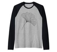Hoja de Ginkgo Arte Lineal Amante Naturaleza Camiseta Manga Raglan