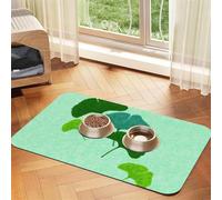 Hoja de Ginkgo Biloba en Acuarela,Tapete para Comida de Mascotas, manteles Individuales de Cuero sintético para Gatos y Perros,40x60cm