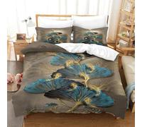 Hoja de Ginkgo de Teal y Oro Funda para Edredón Impreso En 3D con Cremallera Ropa De Cama De Microfibra Suave Ideal para Dormitorios De Niños Y Adultos Super King（260x220cm）