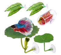 Hoja De Hamaca Betta-Copa De Succión De 5 Paquetes Pescado Hojas De Descanso | Decoración De Acuarios Naturalistas Para Betta, Guppy Y Peces Pequeños | Cama De Reproducción, Terrenos De Desove, Cómodo