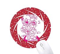 Hoja de Loto Flor de Loto Raiz de Loto Peces Agua Wheel Mouse Pad de Goma roja Redonda