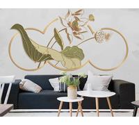 Hoja De Loto Geométrica Creativa Flor De Loto Mariposa 3D Papel Pintado Pared Fácil Instalación Oficina Sala Estar Sofá Dormitorio TV Fondos Decoración-150cm×105cm