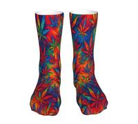 Hoja De Marihuana Psicodélica Con Efecto Tie-Dye Mujer Hombre Calcetin De Senderismo Cómodos Calcetines De Running Transpirable Calcetin Para Correr Deporte Para Senderismo Tenis Maratón