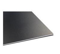 Hoja de metal decorativa 3 láminas de aluminio anodizado antiarañazos, color plata, azul, gris y dorado, 200 x 200/300 300 mm, for bricolaje(Bright Black,1.0x200X200mm)