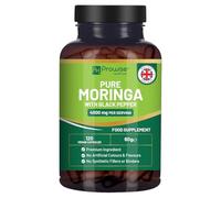Hoja de moringa pura (4000 mg por ración) con pimienta negra añadida. 120 cápsulas veganas | Suplemento de hoja de moringa oleífera | 100% natural, sin aglutinantes ni rellenos sintéticos