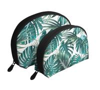 Hoja de Palma de la Selva Tropical, Bolsa de Maquillaje de Concha, Monedero pequeño para Mujer, Bolsa de artículos de tocador, Bolsa de cosméticos, 2 Piezas