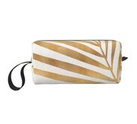 Hoja de Palma Dorada Metalizada, Bolsa de Maquillaje Bolsa de cosméticos Bolsa de artículos de tocador de Viaje portátil Bolsa de Maquillaje