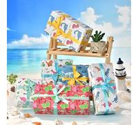 Hoja de papel de regalo de cumpleaños - 6 rollos de papel de regalo mini rollo de 19,7 pulgadas x 27,5 pulgadas por hoja, globo de colores con diseño de confeti para cumpleaños, vacaciones, fiestas,